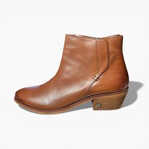 🌻NEW w/box Sam Edelman Pama Cognac Brown Leather Ankle Booties Size 6